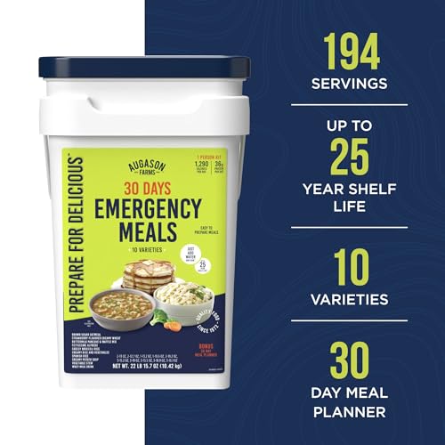 Augason Farms 30 Day Deluxe Emergency Food Supply Kit - 11 Meal Varieties, 194 Servings