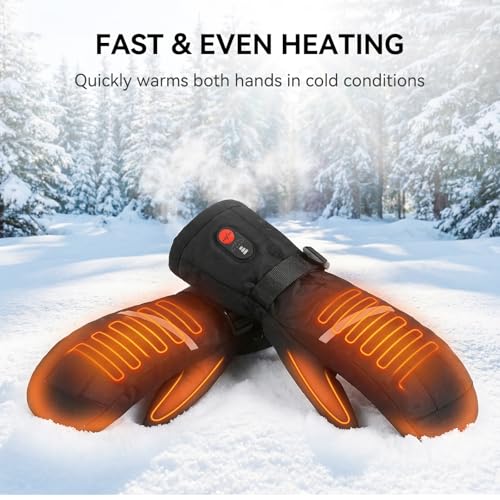 Heated Ski Gloves Men Women Charcoal Black Medium Rechargeable 7.4V