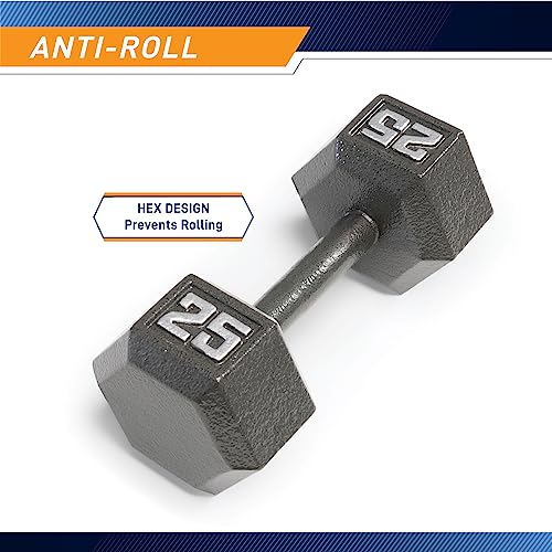 Marcy 25lb Cast Iron Hex Dumbbell - Space-Saving Hex Shaped Head