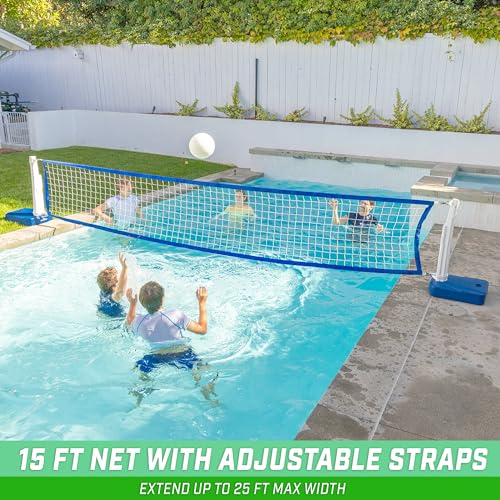 GoSports 2-in-1 Pool Basketball & Volleyball Set - Water Games for In-Ground Pools