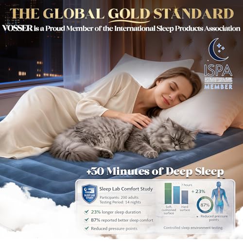Blue Queen Air Mattress with Built-in Pump - 13 Inch Height, Leakproof, Portable for Home & Camping