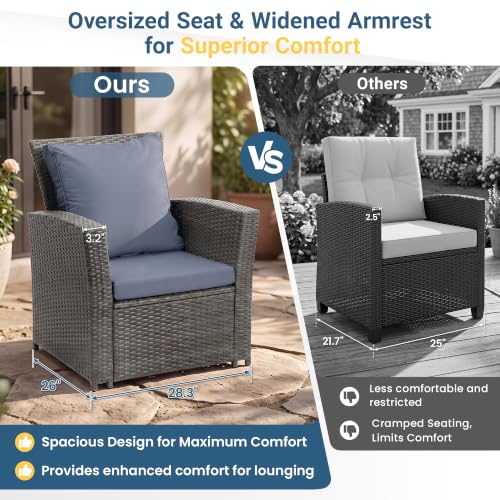 Wisteria Lane Light Blue Outdoor Wicker Patio Furniture Set - 4 Piece All Weather