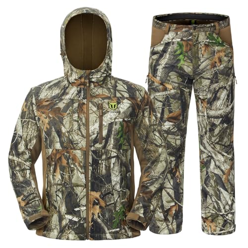 TIDEWE Men's Hunting Clothes with Silent Fabric & Fleece Lining - Large Next Camo G2