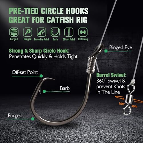 6/0 Circle Hook Rig - Pre-Rigged Catfish & Saltwater Fishing Set