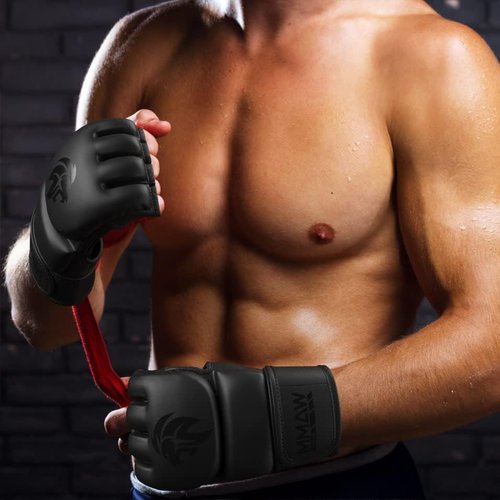 MAXForce EVE MMA Gloves - Anti-Injury Shock Absorbent Design | Half Finger, Open Palm for Muay Thai & Sparring