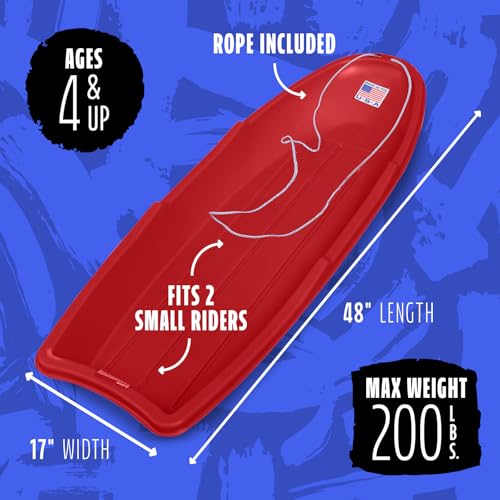 Flexible Flyer 2-Pack Winter Lightning Snow Sleds for Kids & Adults 48 Inch Toboggan