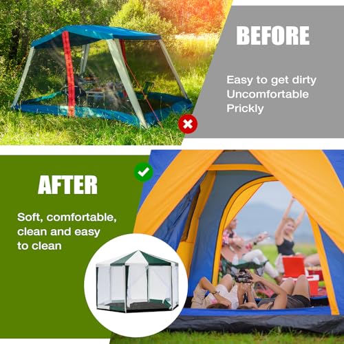 Tinideya 12.5 ft Waterproof Hexagon Tent Floor Mat with Vertical Edge for Camping