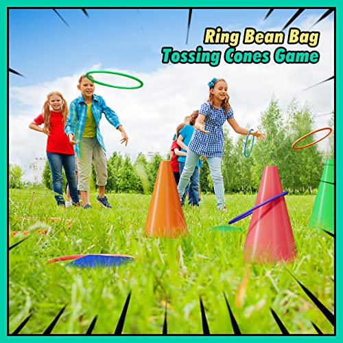 53PCS Outdoor Carnival Lawn Games Set with Bean Bags Ring Toss Potato Sack Race