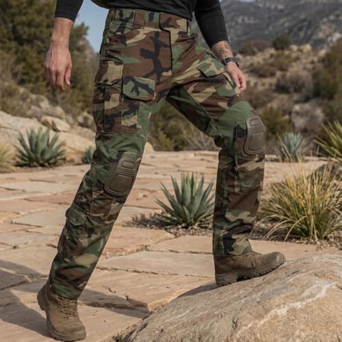EMERSONGEAR Gen3 Paintball Pants with Knee Pads - Woodland Large Tactical Combat Trousers