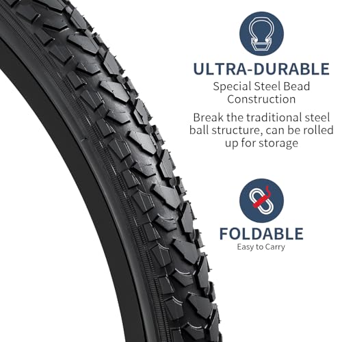 2 Pack Mountain Bike Tires 20x1.75 Off-Road Bicycle Tire Set with Tubes