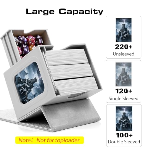 MAKHISTORY Grey Commander DekBox with Dice Tray & Card Holder - TCG Storage