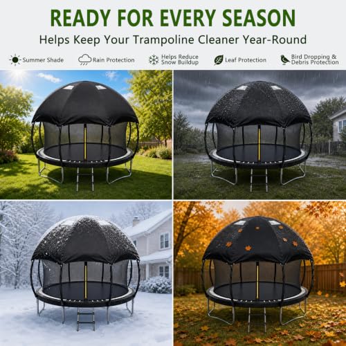 14FT Dome Trampoline Canopy Cover for Round Backyard Trampolines - Black Dome