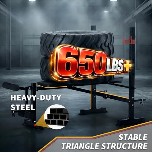 Adjustable Foldable Weight Bench with Leg Extension - Red, 650 lbs Capacity