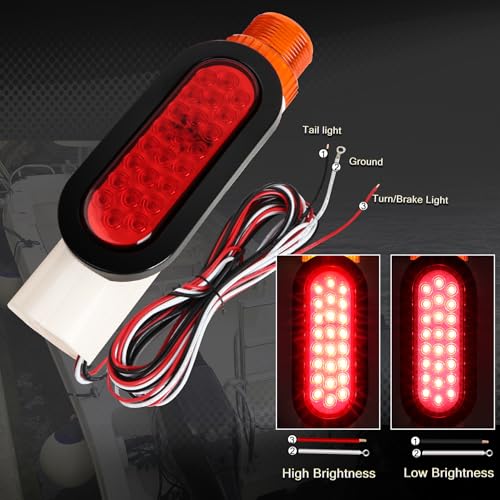 2PCS Boat Trailer Guide Pole Lights with Turn Signal & Brake, Waterproof Marine LED