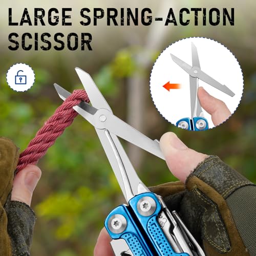 Multitool Pliers with Blue Titanium Handle & 440A Knife - BI2049BL
