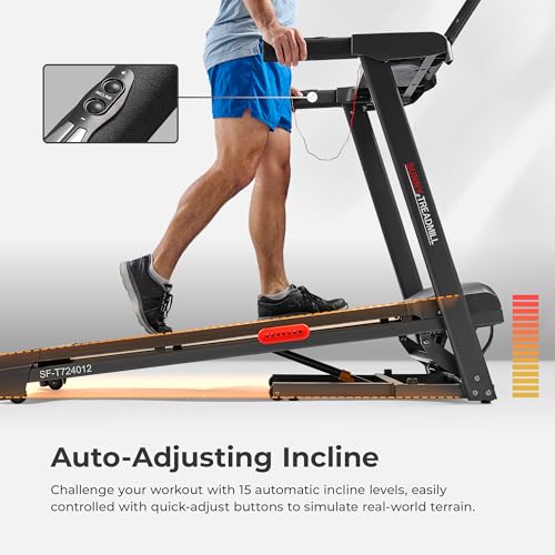 Smart Wi-Fi Treadmill with Auto Incline & Shock Absorption - Sunny Health & Fitness