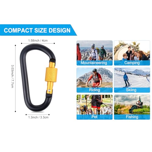 Multicolored Aluminum D Ring Key Rings Clips Locking Carabiner - Black and Orange