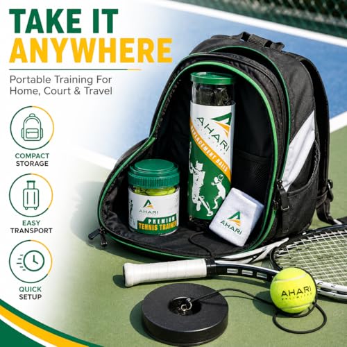 Portable Tennis Rebounder Set with Heavy Metal Base & Replacement Balls