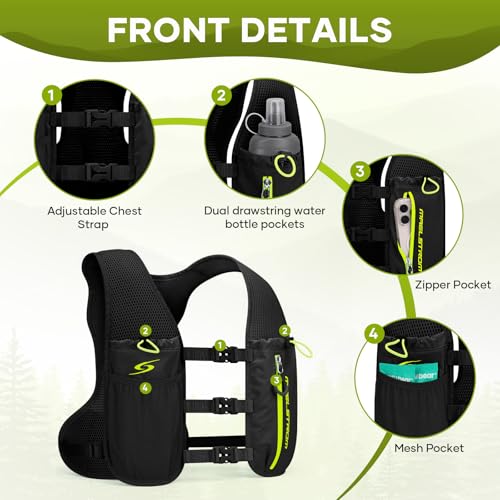 Maelstrom Black Running Vest with 500ml Hydration Pack - Lightweight & Breathable