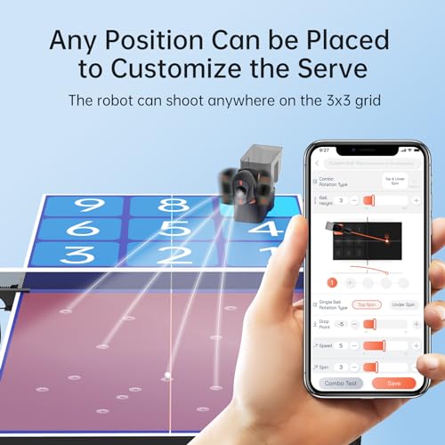 PONGBOT APP-Controlled Table Tennis Robot with 264 Training Drills, Spin & Speed Customization, 150-Ball Capacity