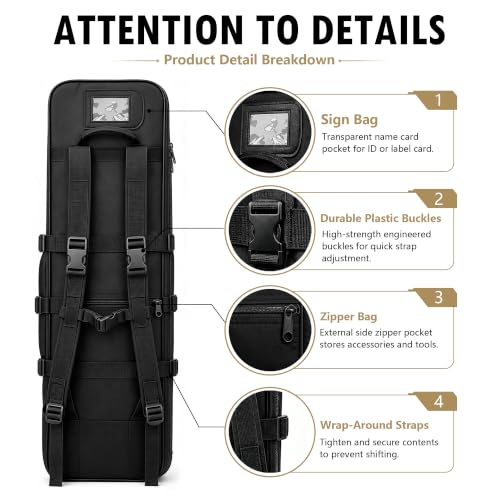 46-Inch Tactical Soft Bag for Outdoor & Hunting Gear - Black