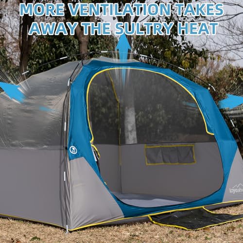 Loyeahcamp 4-Person Dome Camping Tent with Rainfly - Dark Blue