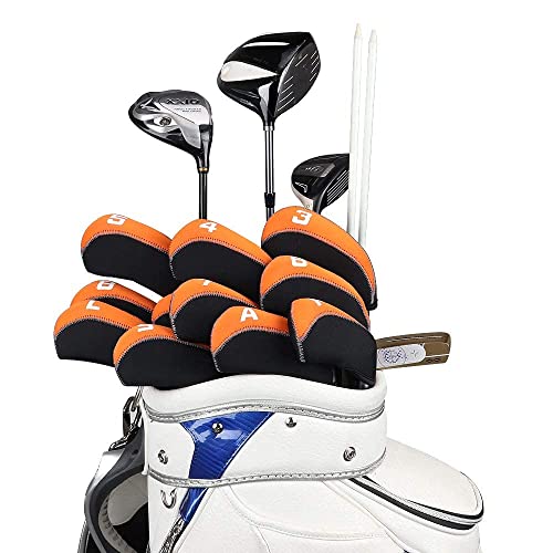 Craftsman Golf 11PCS Neoprene Iron Headcover Set with Large No. - Orange & Black