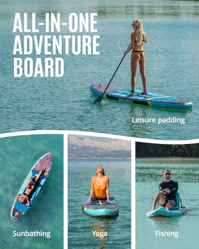 ZLX 11'6x35in Inflatable Paddle Board - Black Wood Wide Stable SUP for Adults