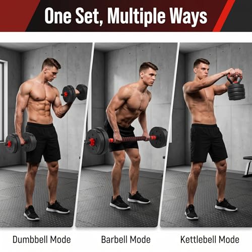 Red 45lb Adjustable Dumbbell Set with Connector for Home Gym - Multi-Functional Fitness Equipment for Men & Women