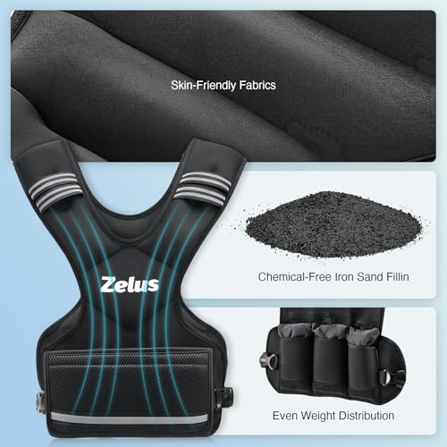 Black Adjustable Weighted Vest for Men Women 20-32 lb Fitness & Training