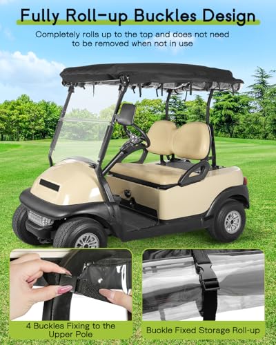WEIMELL Black 2 Passenger Golf Cart Enclosure for Club Car Precedent with Front Windshield & Seat Towel