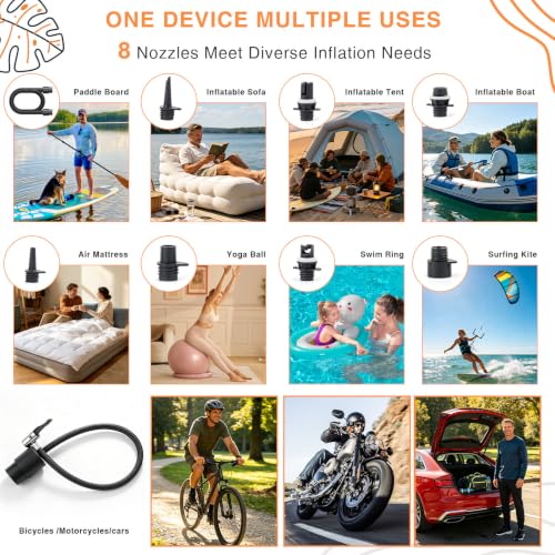 Cordless Electric Paddle Board Pump 45 PSI Fast Inflator & Deflator with LED Light