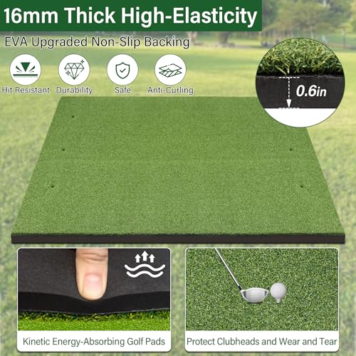 Domivans 5' x 4' Golf Hitting Mat with 10 Balls & Tees - Indoor & Outdoor Practice