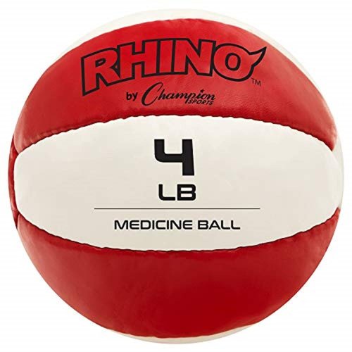 Champion Sports Exercise Medicine Ball, 4-5 lbs, Leather with No-Slip Grip, Weighted Med Ball for Weight Training, Stability, Plyometrics, Cross Training, Core Strength, Heavy Workout Ball