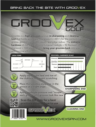 GrooVex Golf Groove Sharpener - High Precision Carbide Tool for Conforming Groove Geometry