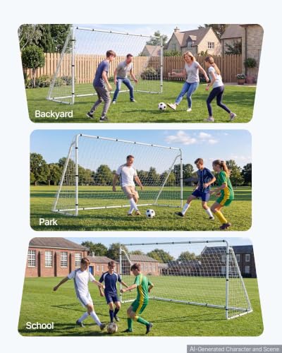 Soccer Goal 12x6 FT with Iron Frame and PE Net - Youth & Outdoor Use - Alloy Steel Variation