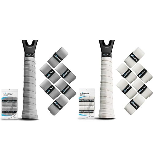 ALIEN PROS 12 Grips Gray & White New Model M-Tac Tennis Racket Grip Tape - Wrap Your Racquet for High Performance