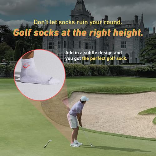 Performance Golf Socks - Breathable Sweat-Wicking Quarter-Height Socks Pink Smiley Medium-Large 3-Pack