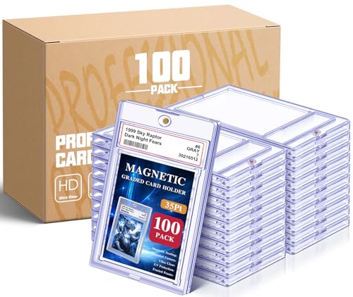 Kitoyz 100-Pack Magnetic Card Slabs - Acrylic Graded Card Holder, Secure Locking
