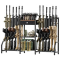 EnigmaSoul 12-Gun Double-Sided Tactical Indoor Gun Rack with Storage Drawer, Heavy Duty Metal Floor Stand for Rifles & Handguns