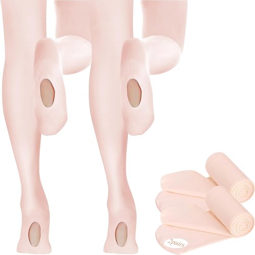 Buauty Ballet Dance Tights for Girls - 2 Pairs of Convertible Toddler Pantyhose in Soft Fabric