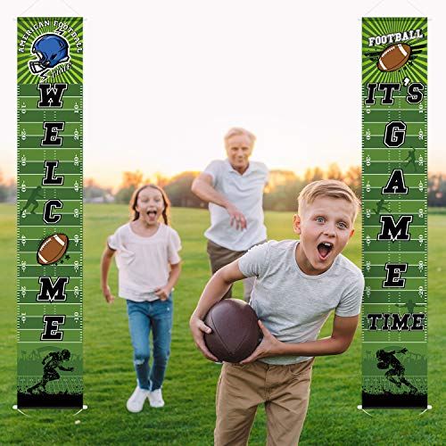 Football Field Banner Decorations Welcome & Match Time - 71x12 Inches, 2 Pack