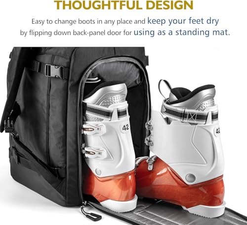 Unigear 70L Ski Boot Bag Backpack with Helmet Goggle Storage - Black