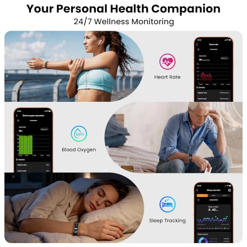 Emerhome Black Fitness Tracker with Heart Rate & Sleep Monitoring