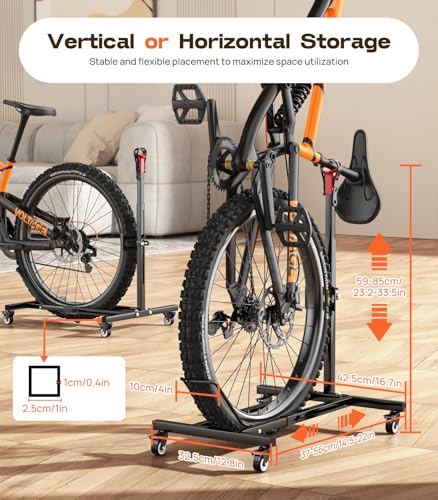 Housolution Vertical Bike Storage Rack with Wheels - No Drilling, 1 Pack