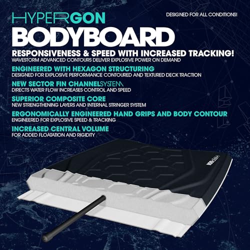 Wave Storm Black 42.5in Performance Foam Bodyboard with Sector Channel Bottom
