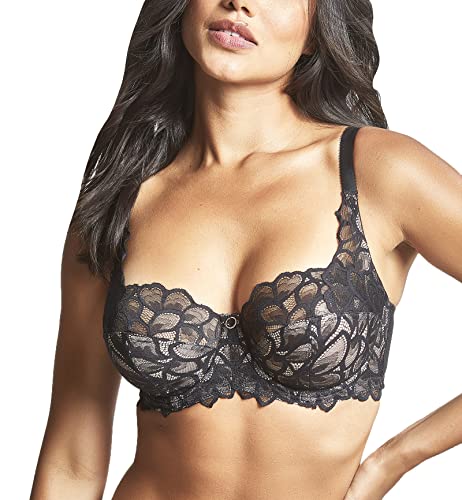 Women’s Allure Full Cup Bra Sheer Lace 40G Black/Latte - Side Sling Support