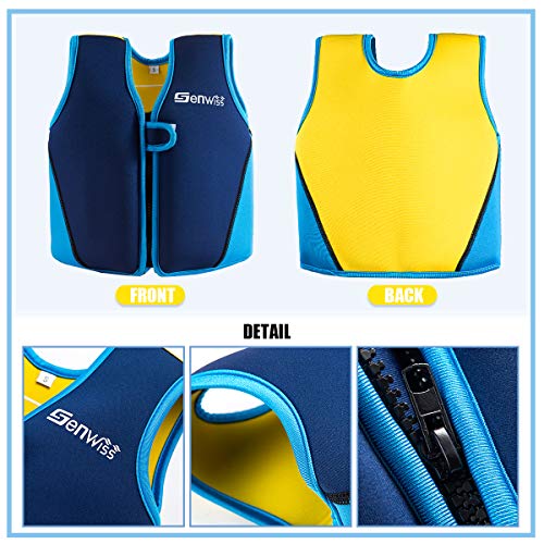 Baby Swim Vest for Toddlers 18 Months-2 Years Blue Neoprene Float Vest with Front Zipper