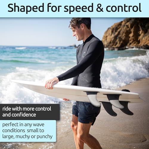 Surf Squared Honeycomb Fiberglass Surf Fins Set for Futures Single Tab - Versatile Twin, Thruster, Quad
