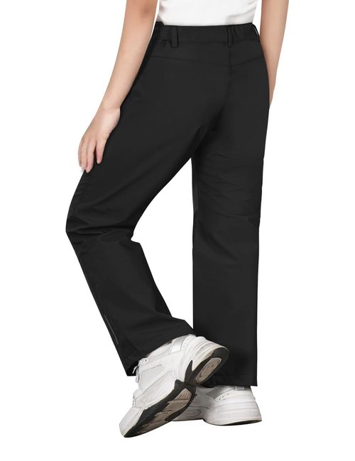 Kids Hiking Pants Waterproof Quick Dry Boys Camping Cargo Pant Lightweight Softshell Uniform Pants for Kid Girls Black